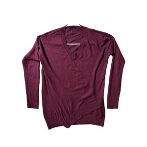 Suzy Shier Burgundy Pullover Sweater V-Neck Women Size M